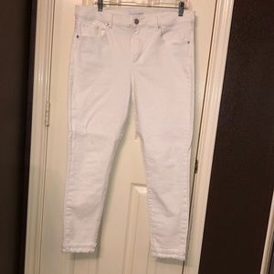LOFT White Pants/Jeans, Raw Edge Hem, Size 12
